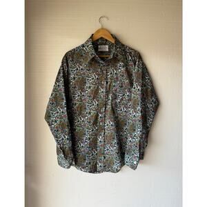 VTG 1970s K-Mart Paisley Print Dagger Collar Disco Shirt Size X-Large